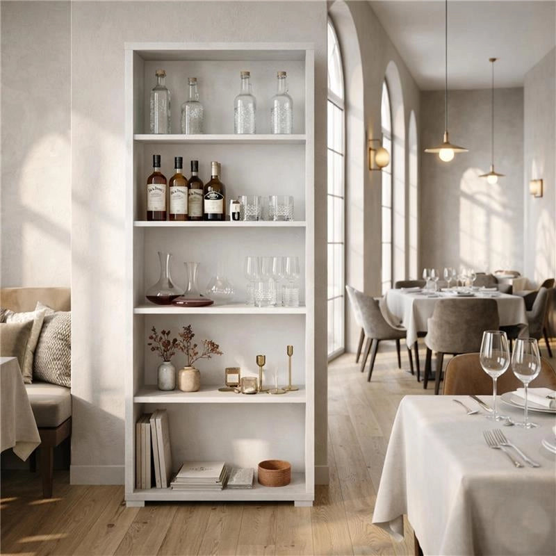 LIBRERIA A GIORNO DA ARREDO IN LEGNO CON 5 RIPIANI 182X71X41 CM COLORE OSSIDO BIANCO