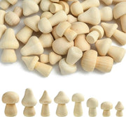 Decorazione per Ambiente e Giardino - 40 Pezzi - Funghi in Legno - 8 Stili - Materiale Naturale Non Trattato.