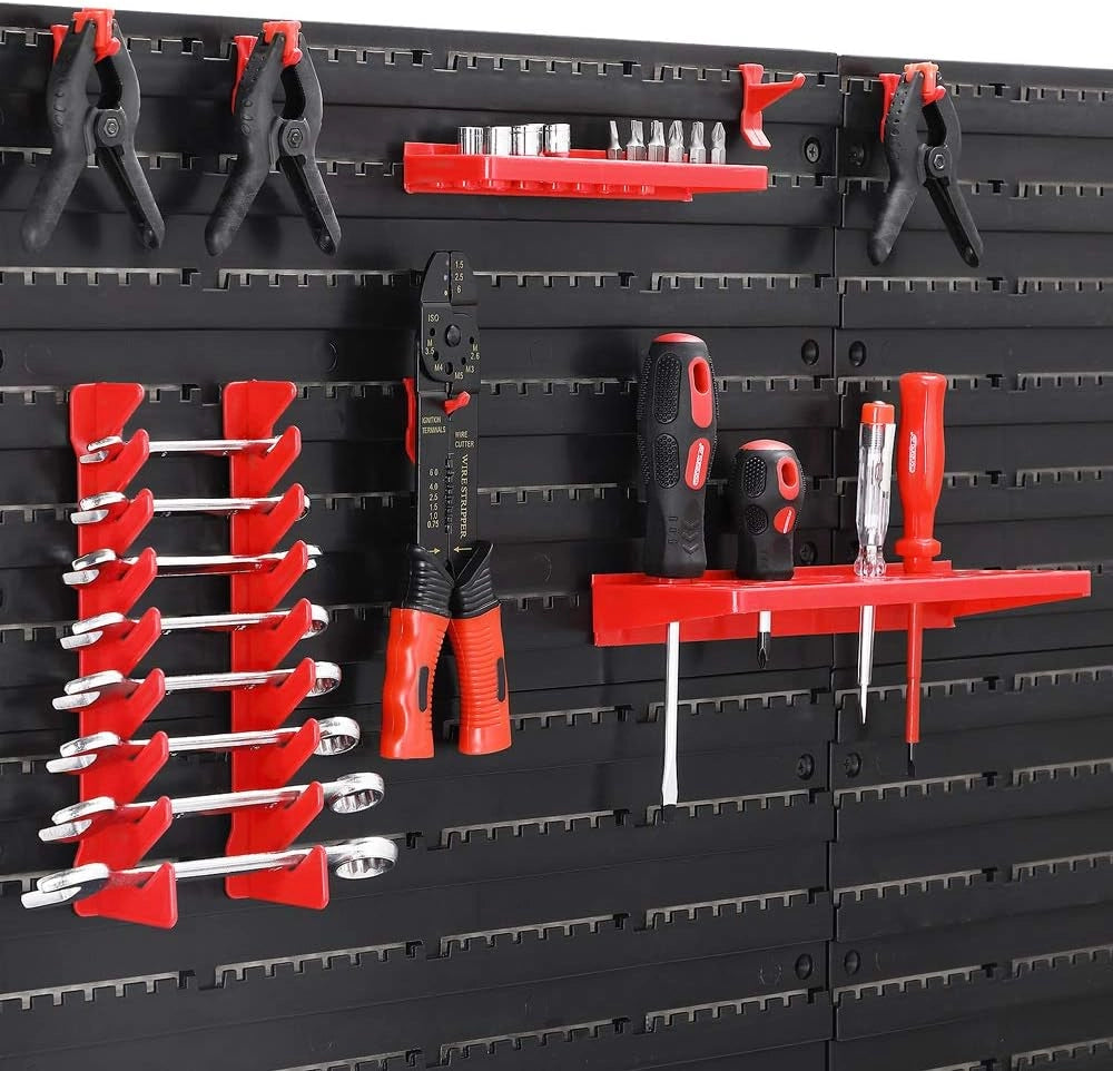 ® Pannello Preforato Portautensili 86 pz. Box Impilabili Parete Attrezzata Officina Organizer Ampliabile Garage