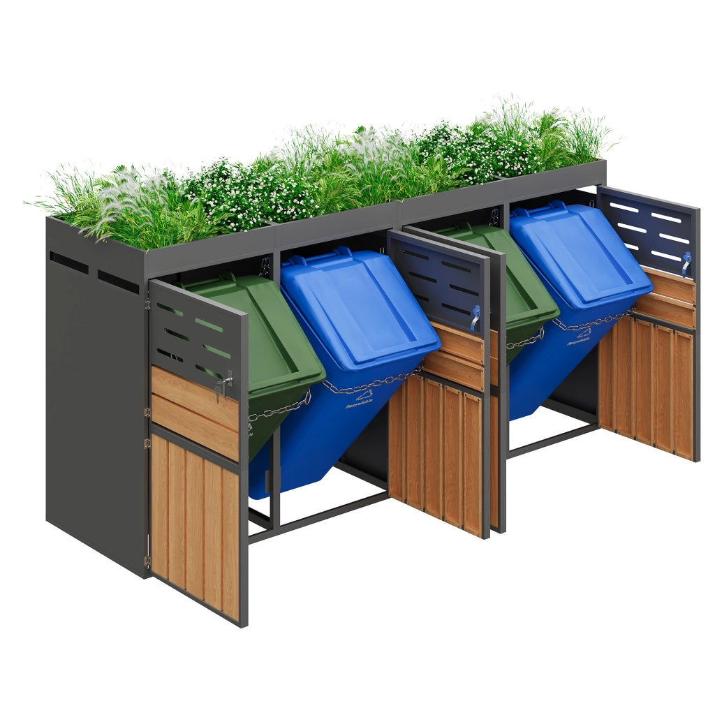 Armadio da Esterno con Fioriera ¨C MINIMAL ¨C Acciaio Zincato, Griglie di Ventilazione, 4 Scomparti