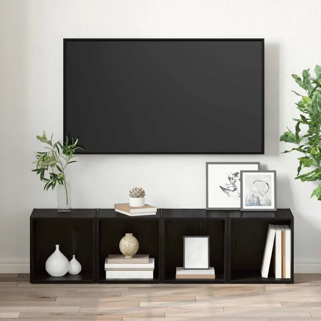 Set mobile TV 4 pcs Nero 37 x 35 x 37,5 cm Legno multistrato 875092