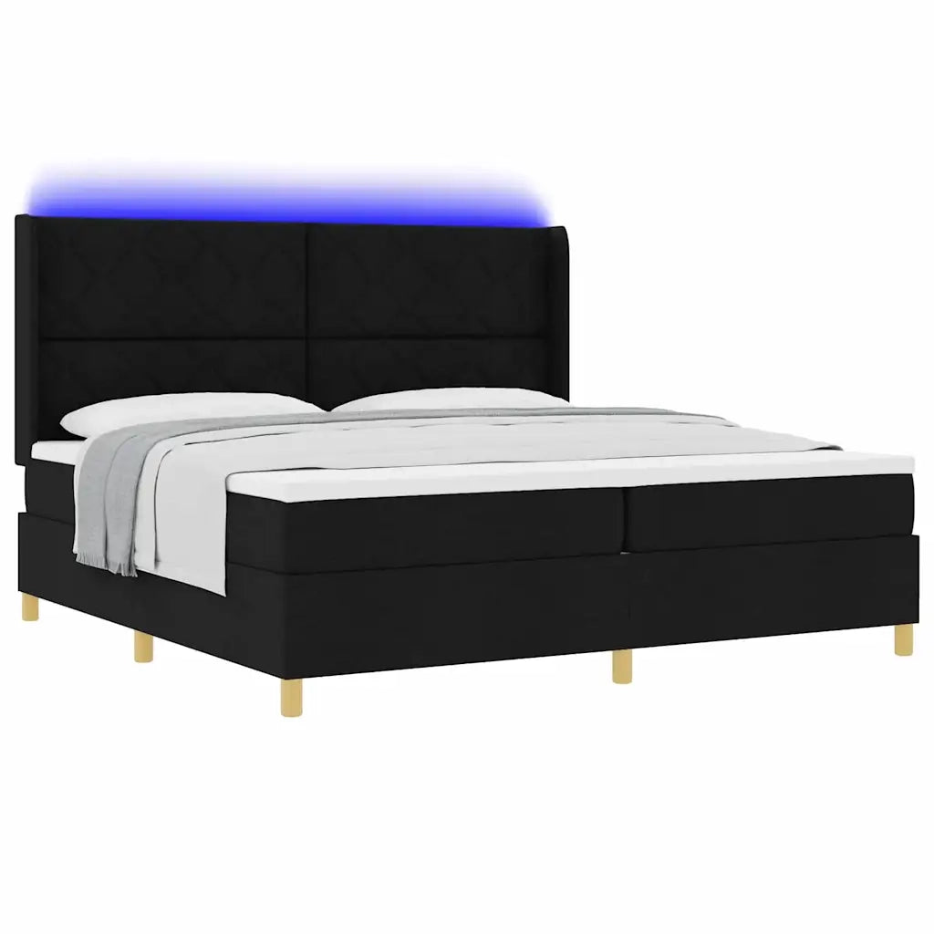 Letto a molle con strisce LED Nero 200 x 200 cm Tessuto 3343779