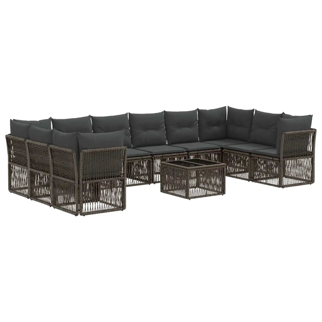 Set Divano da Giardino 11 pcs Grigio polyrattan 3434348