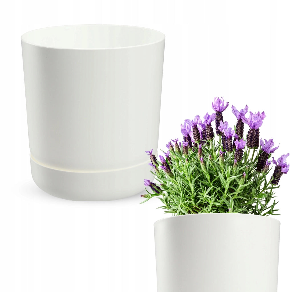 Vaso da fiori KADAX con supporto, coperchio, ciotola rotonda, 13 cm, bianco opaco