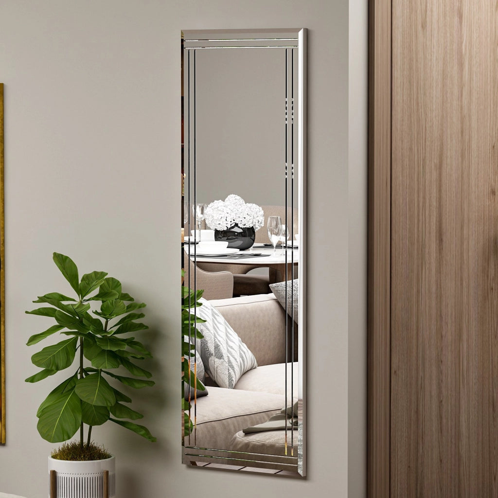 Specchio in legno "Buhem" - 40 x 120 cm - Bianco
