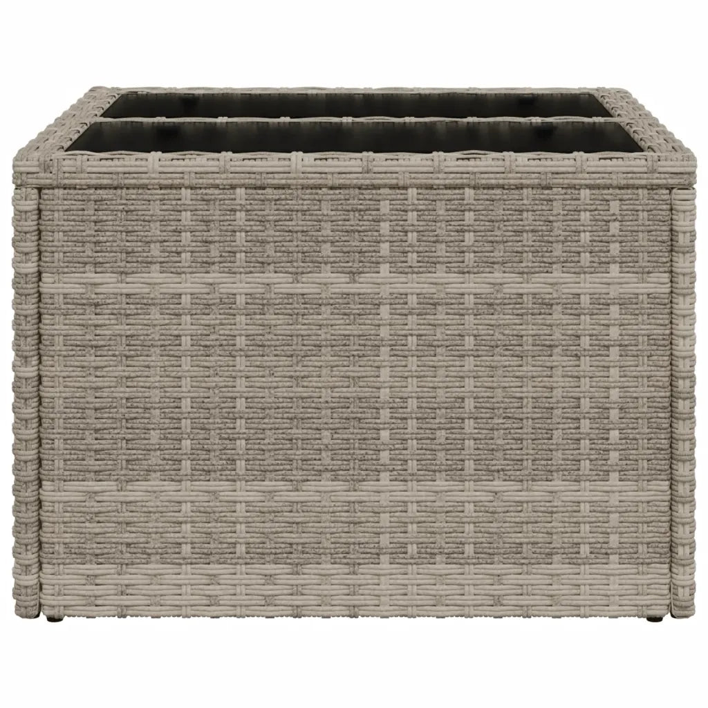 Tavolo Giardino | Tavolino da esterno Piano Vetro Grigio Chiaro 55x55x37cm Polyrattan