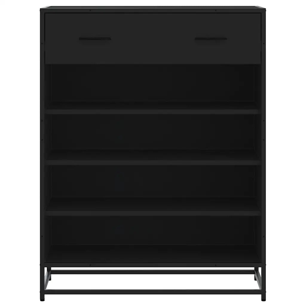 Scarpiera Nera 75x38x97,5 cm in Truciolato e Metallo 3300875