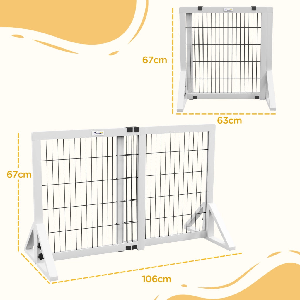 Barriera per cani 2 pannelli regolabile ¨C zephmum ¨C legno acciaio bianco 63-106 cm