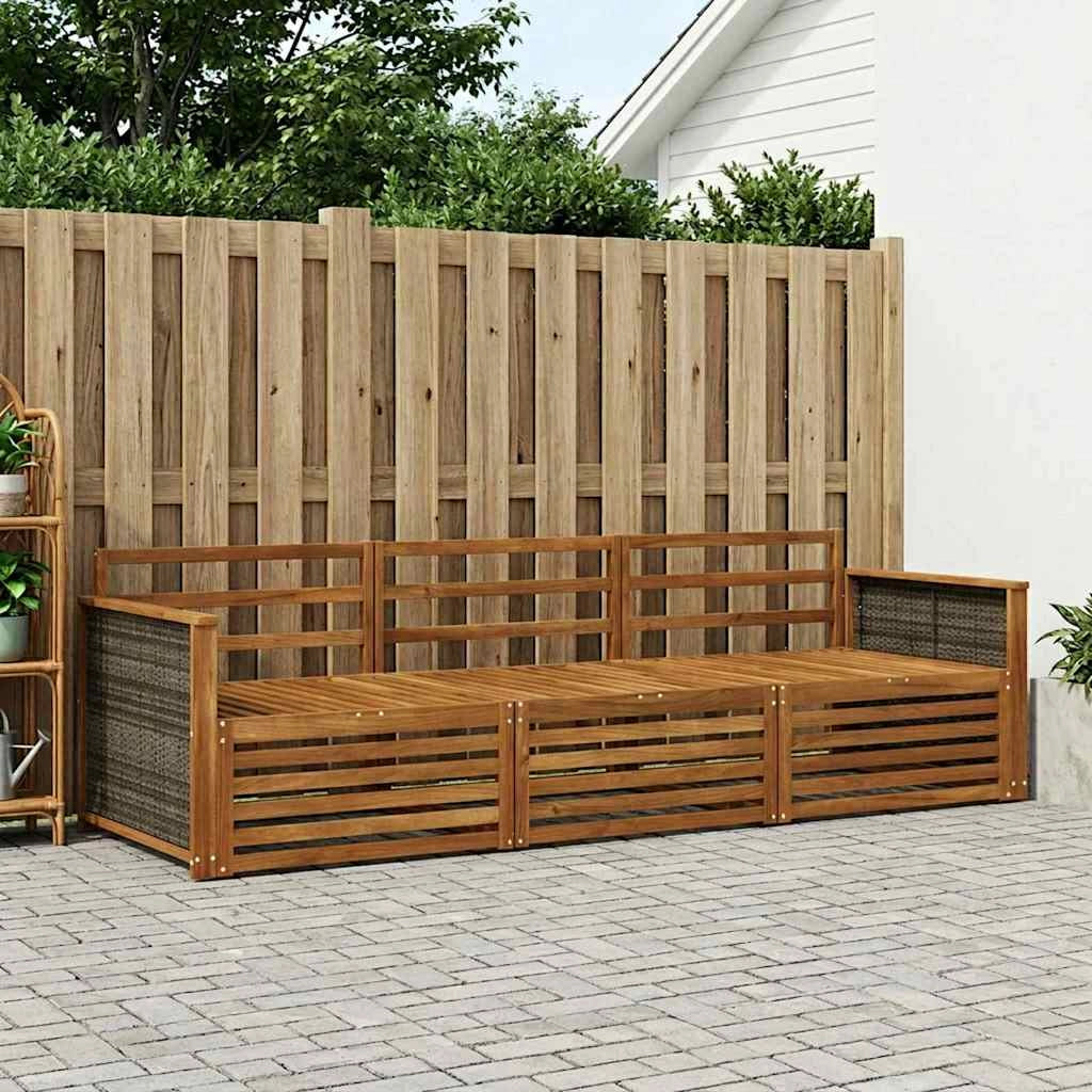 Set di divani da esterno 3 pz Naturale Legno di Acacia Massello 3382957