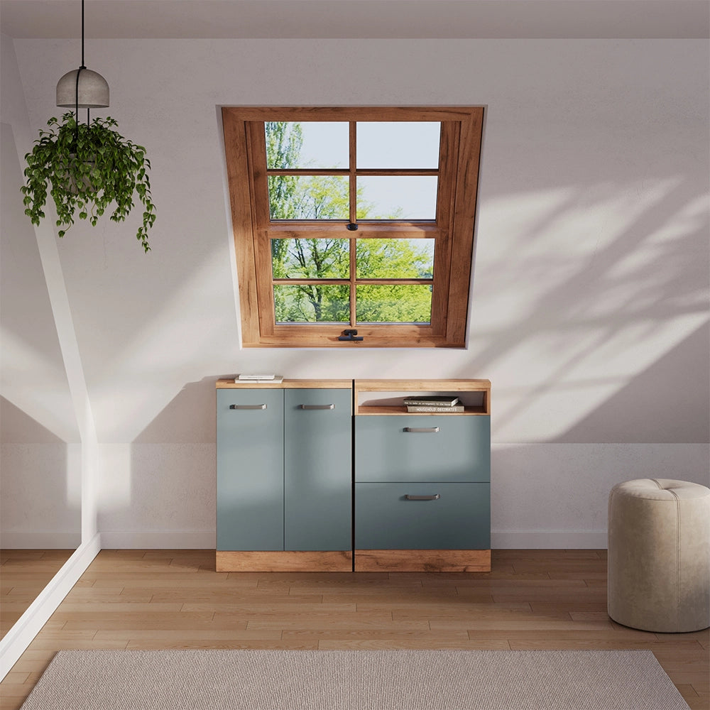 Mobile sottotetto Rion Grigio-blu/Rovere dorato con 2 porte Vicco