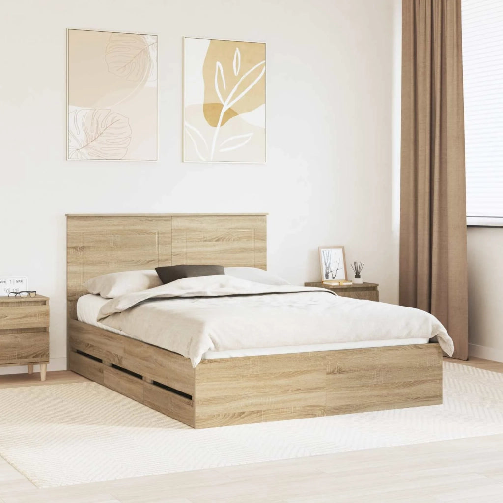 Struttura del letto con cassetto Rovere Sonoma 140 x 190 cm 3409456