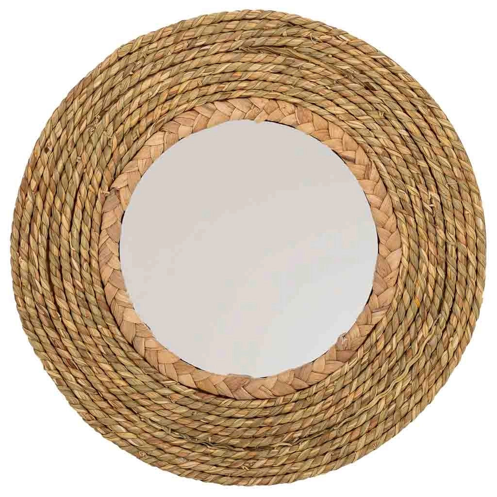 Specchio rotondo in fibra naturale marrone d25/13,5x02h