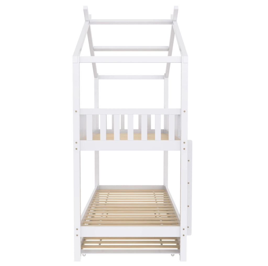 Letto a castello 90x200 cm; convertibile in tre letti singoli; legno bianco (Senza materasso)