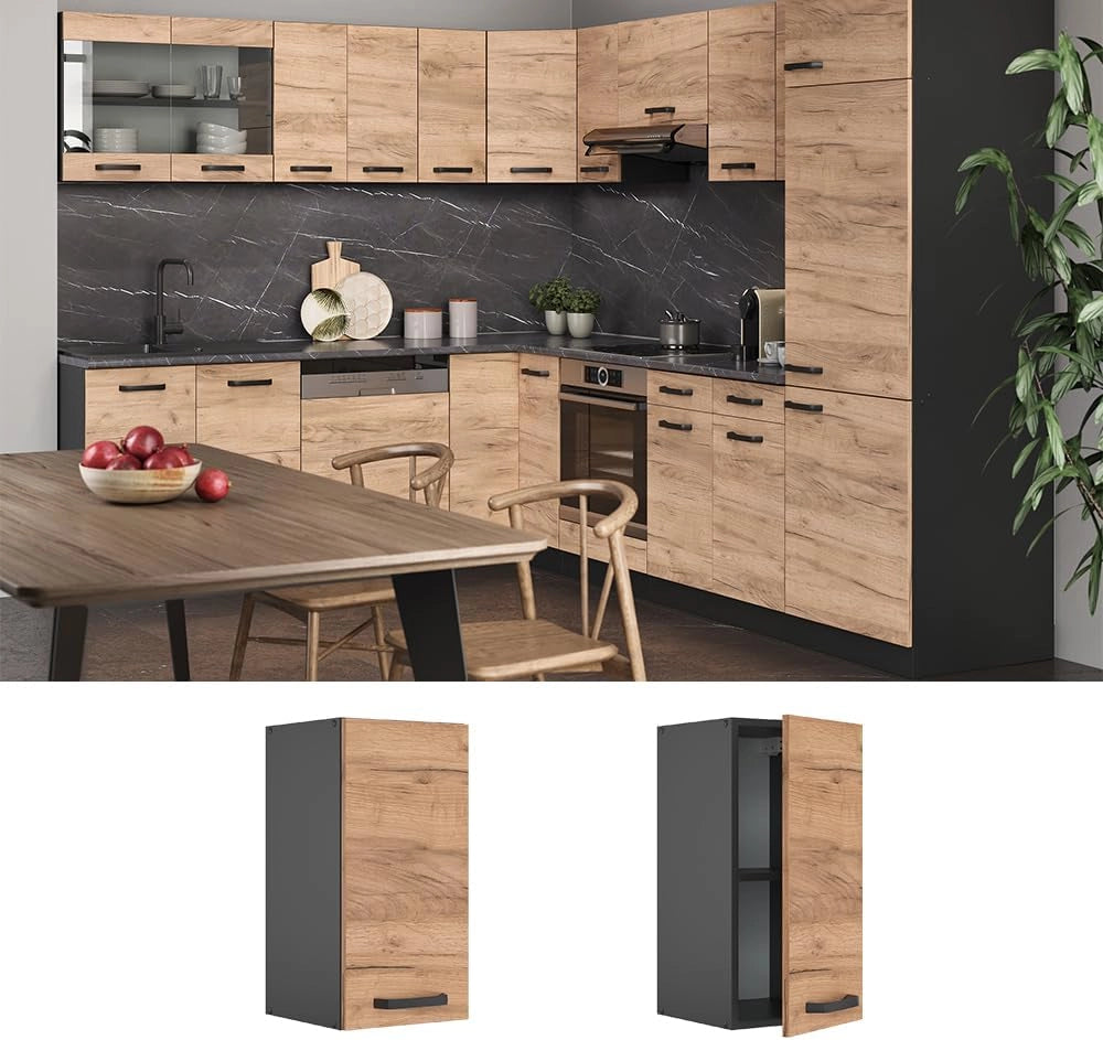 Pensile da cucina R-Line, Quercia dorata, 30 cm, per la libera combinazione all'interno di sistemi cucina modulari