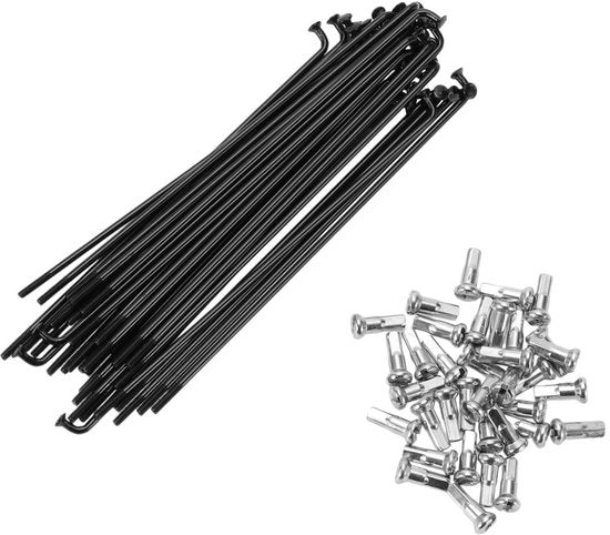 Set di raggi in acciaio - Spaken 14G 115MM - 36 pezzi - Nero - Set di raggi per ruote da bicicletta