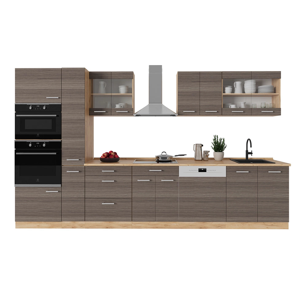 Vicco Cucina completa  Grigio nobile/rovere dorato 350 cm , PL Antracite