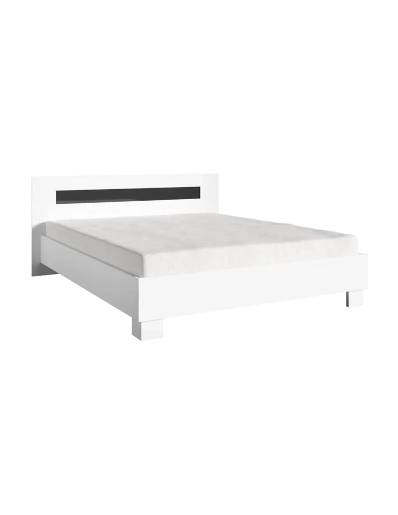 Set letto matrimoniale DUBLIN 160x200cm con doghe e 2 comodini – Bianco e nero lucido