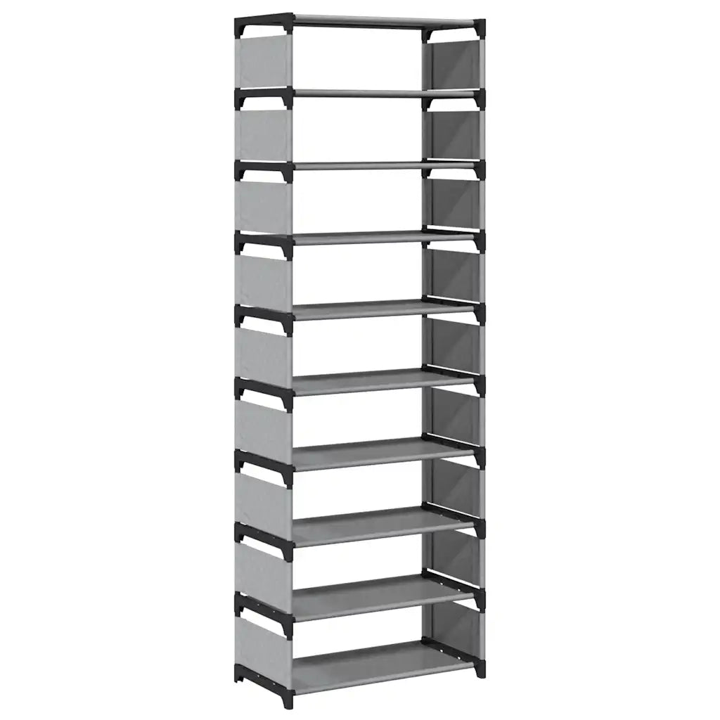 Scarpiera 10 Ripiani-Scaffale per scarpe Grigia 54x28x158 cm in Tessuto Non Tessuto