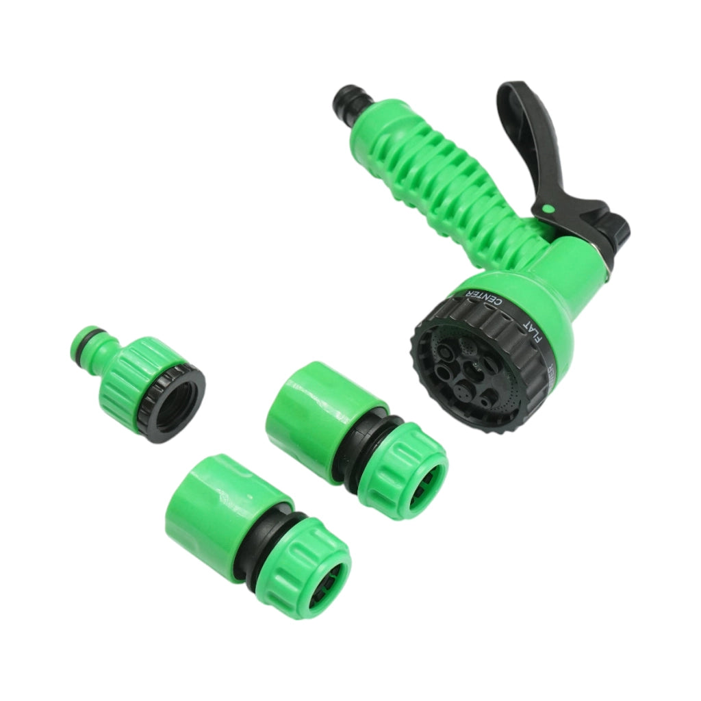 Set pistola per irrigazione regolabile con 7 modalità, 2 connettori 1/2 e adattatore 1/2-3/4 per tubo da giardino
