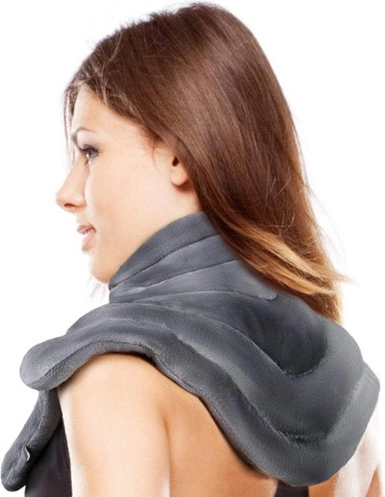 Cuscino termico collo e spalla - Semi-sferiche e lino - Caldo e freddo - Ergonomico - Grigio