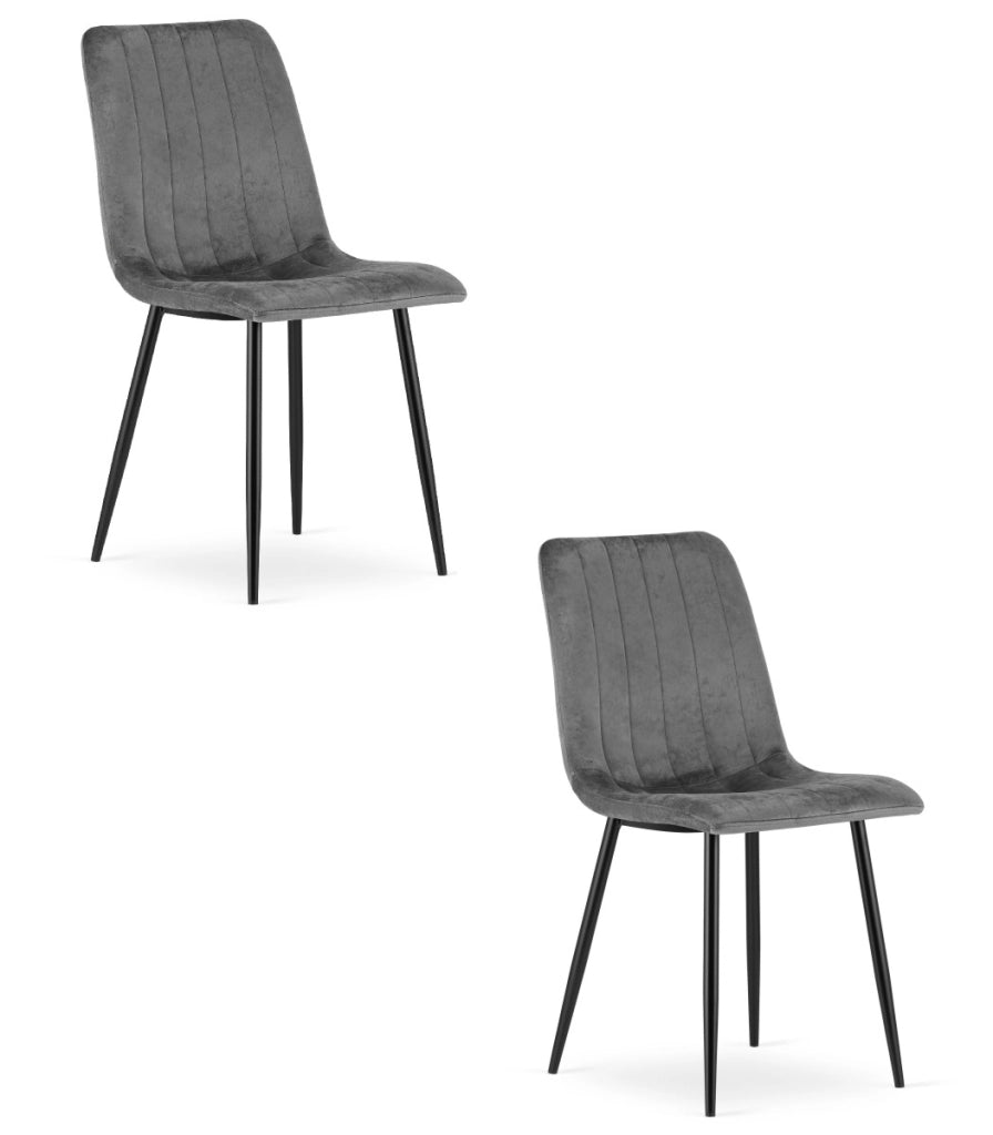 Sedia Valora JEWA in velluto grigio scuro, design ergonomico x2