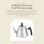 Caffettiera con termometro - Acciaio inossidabile - Resistente al calore - 1,2 L - Maniglia ergonomico - Duraturo e resistente alla corrosione - Teiera