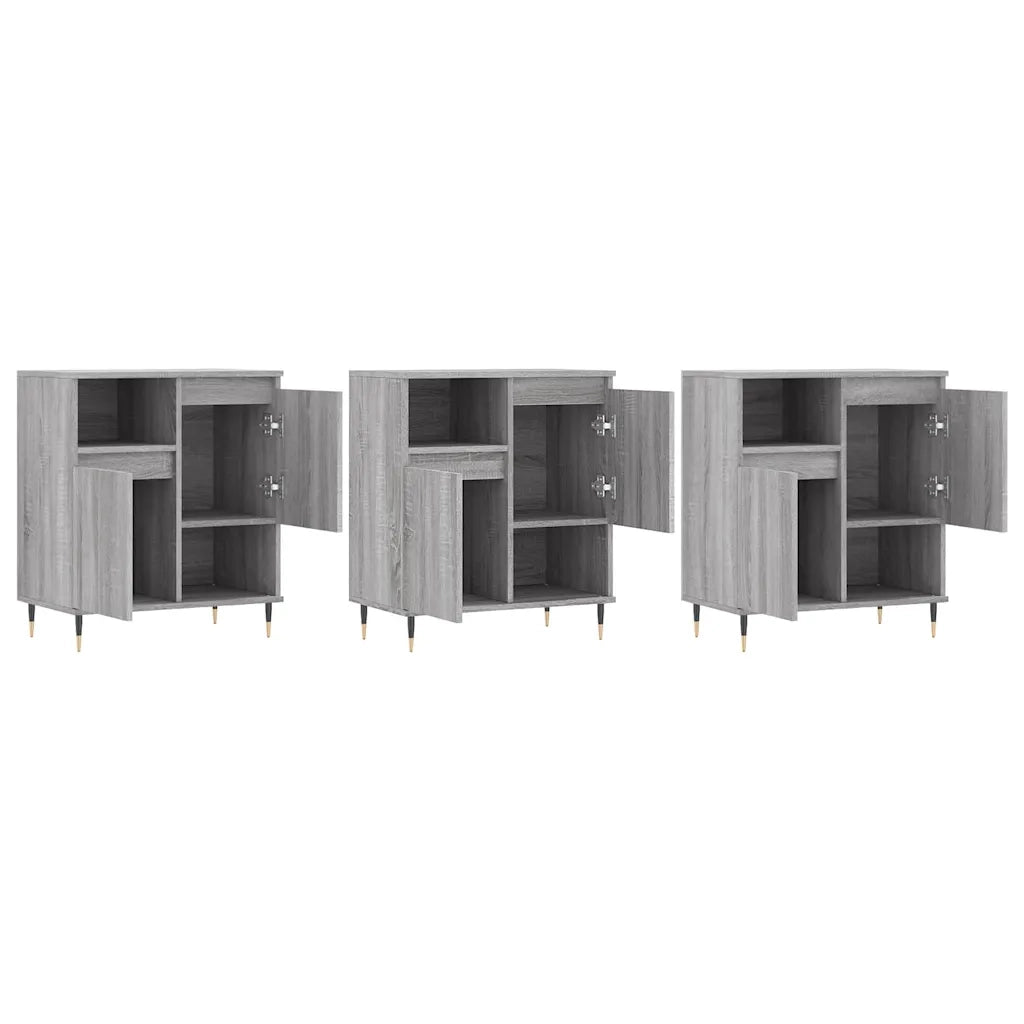 Credenze 3 pz Grigio Sonoma in Legno Multistrato 3190147