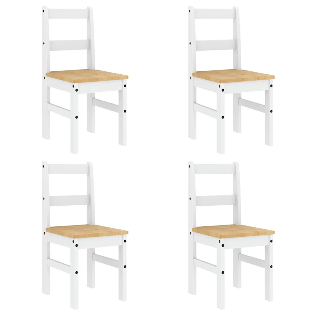 Set da Pranzo 5 pz PANAMA Bianco in Legno Massello di Pino 3345172