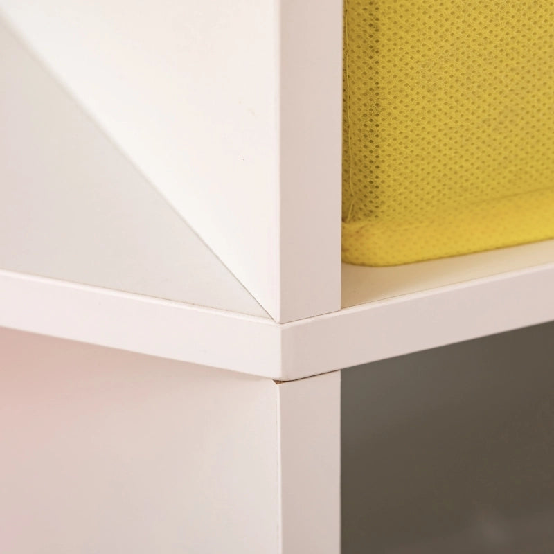 Libreria angolare per bambini con 3 box portaoggetti, bianca, 57,4 x 57,4 x 94 cm