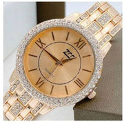 Trade Shop - Orologio Polso Zcc 13 Donna Moda Quarzo Acciaio Brillantini Oro Rosa Fondo Rosa -