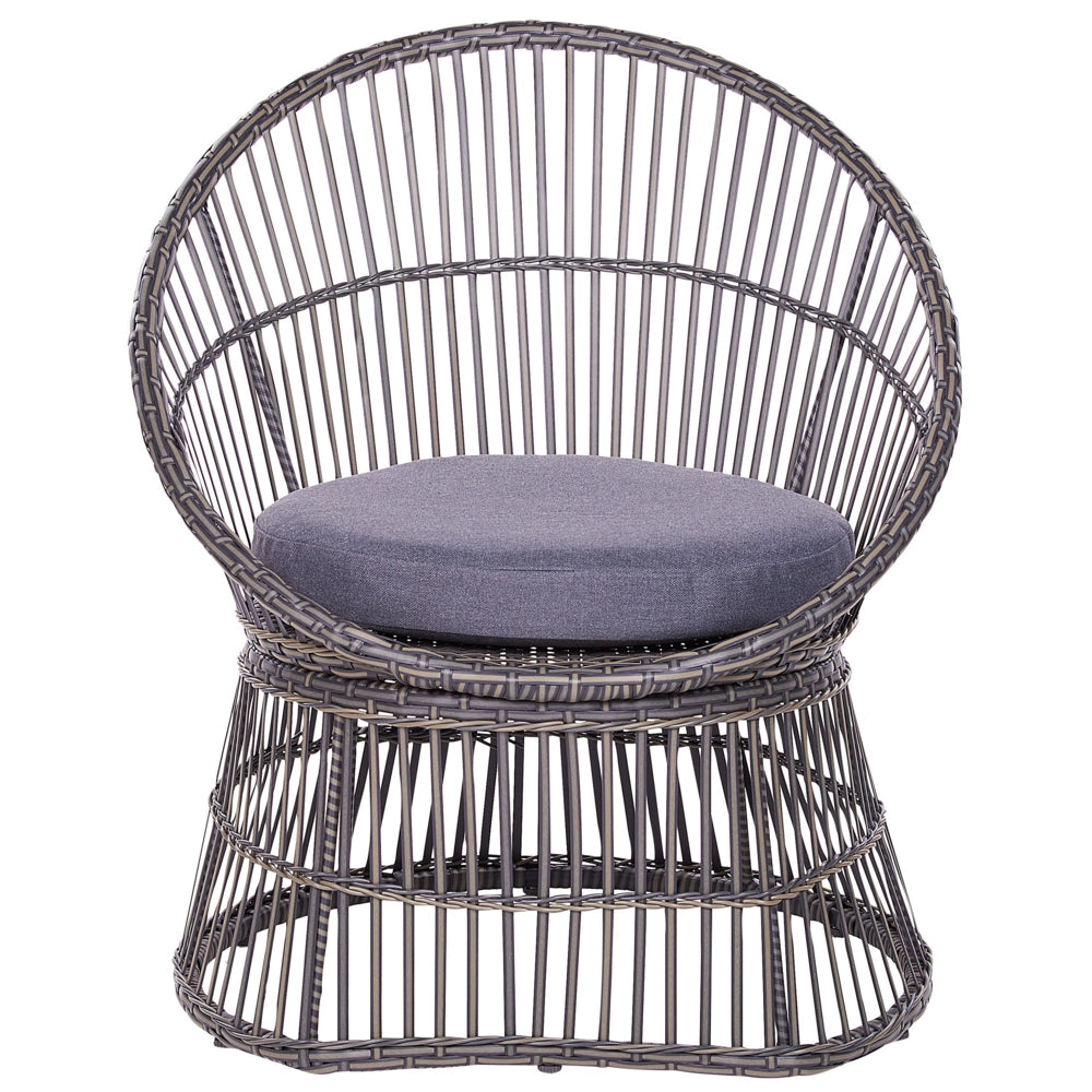 Set di bistrot tavolo e 2 sedie in rattan e vetro temperato tortora balcone terrazzo giardino esterno