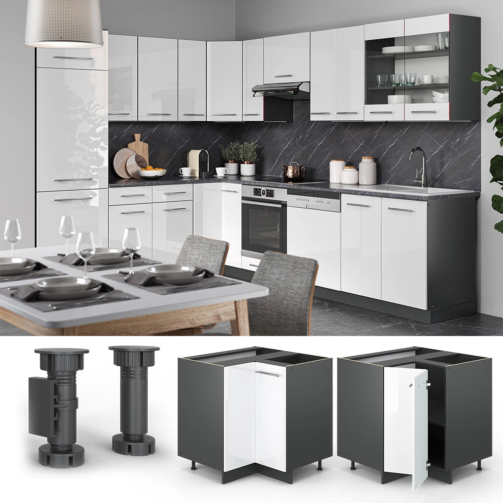 Vicco Mobile ad angolo cucina Bianco lucido 80.5 cm senza piano di lavoro