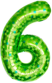 Folieballo 6 - Cifra Ballo 6e Compleanno - Decorazione di Compleanno - Motivo Pixel - Ballo Helio - 100 cm Dimensione