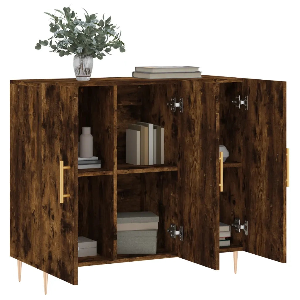 Credenza Rovere Fumo 90x34x80 cm in Legno Multistrato 828097