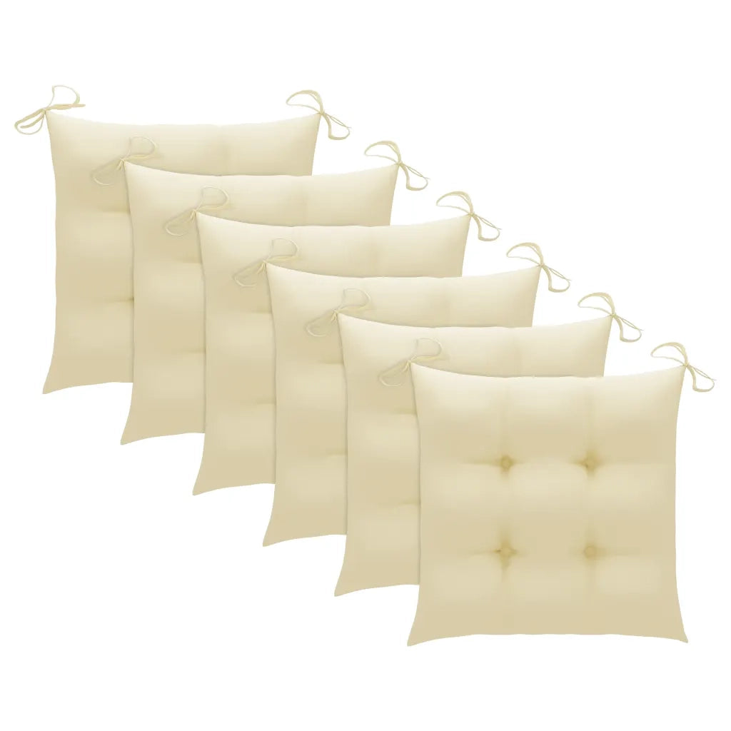 Sedie Giardino 6pz con Cuscini Bianco Crema Legno Massello Teak 3062558