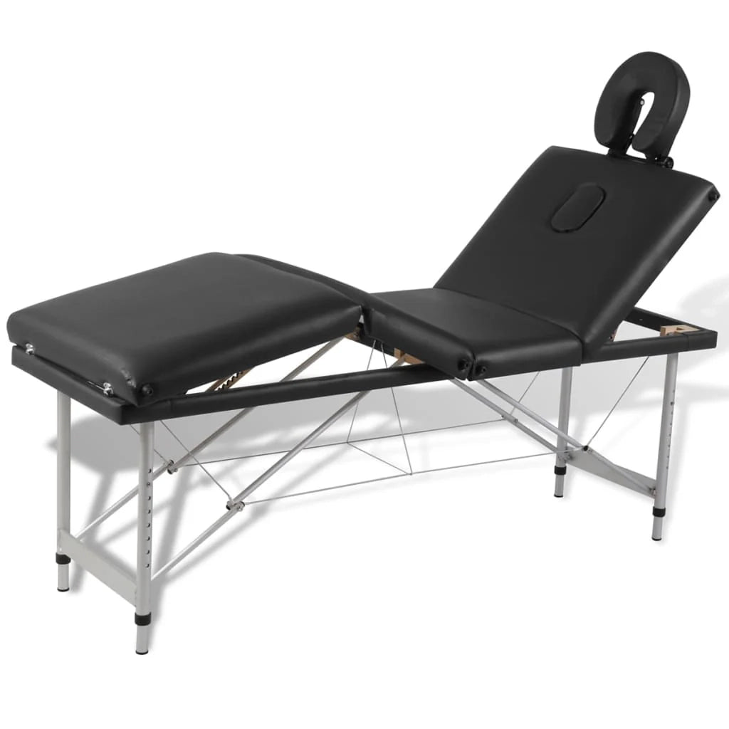 Lettino da massaggio pieghevole a 4 zone con struttura in acciaio inox nero 02_0001890