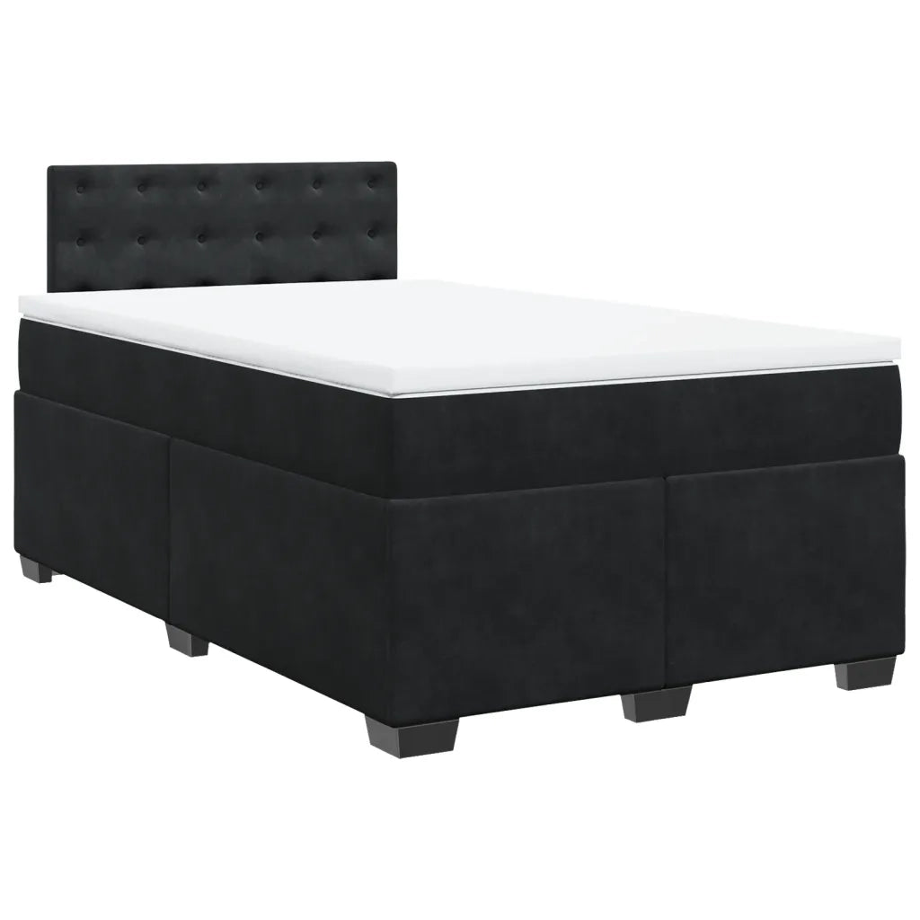 Giroletto a Molle con Materasso Nero 120x190 cm in Velluto 3288572