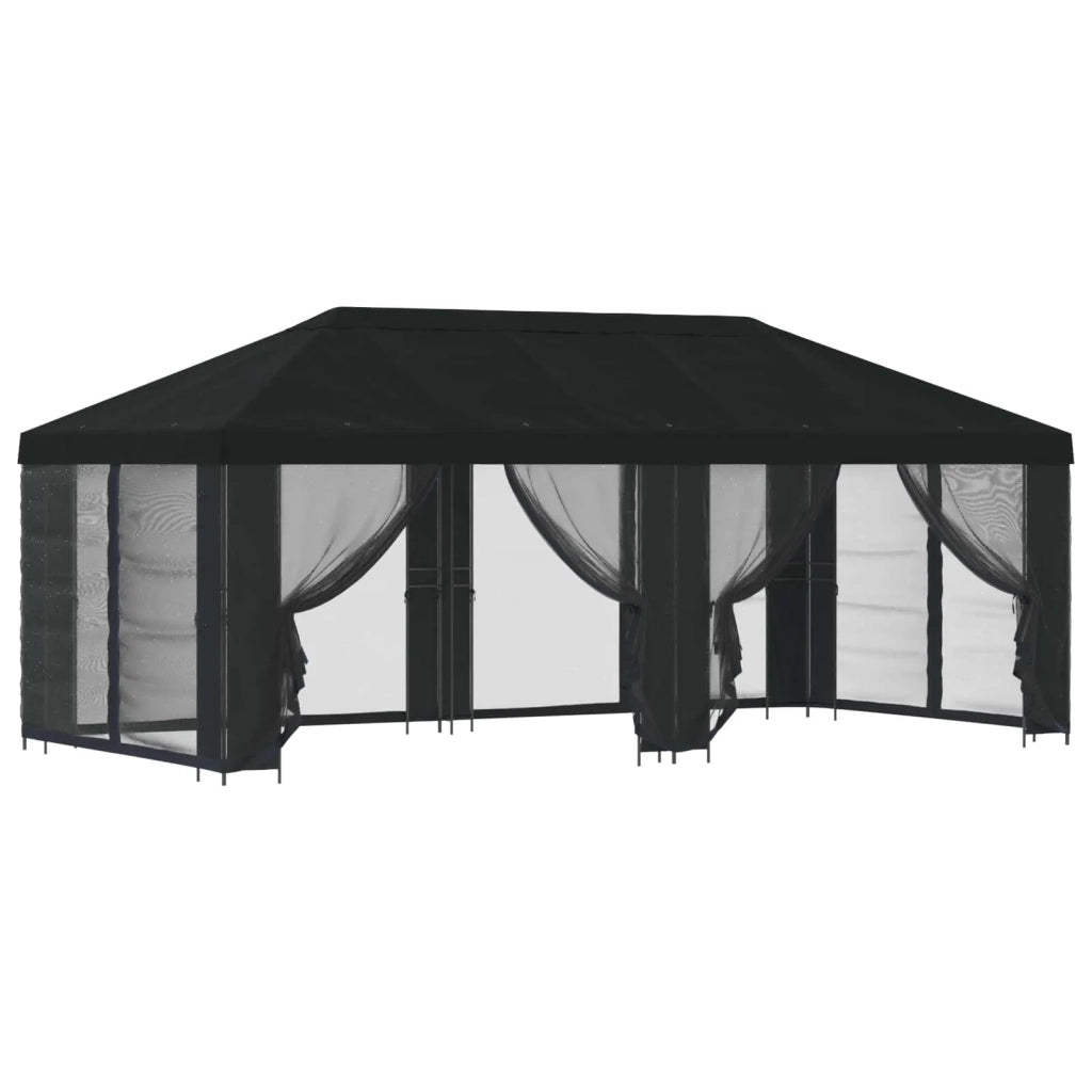 Gazebo con pareti laterali 6 x 3 m Nero Poliestere e Acciaio 3376028