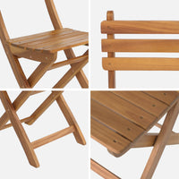 Set di 2 sedie da giardino pieghevole in acacia, marrone naturale