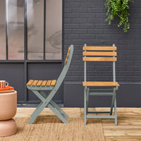 Set di 2 sedie da giardino pieghevole in acacia, verde kaki