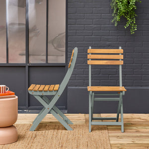 Set di 2 sedie da giardino pieghevole in acacia, verde kaki