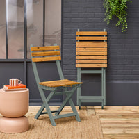 Set di 2 sedie da giardino pieghevole in acacia, verde kaki