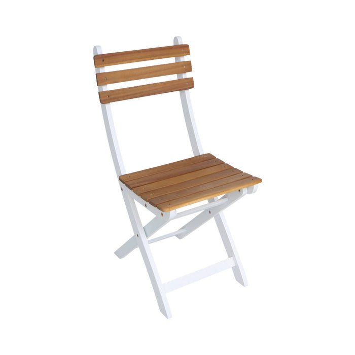 Set di 2 sedie da giardino pieghevole in acacia, bianco