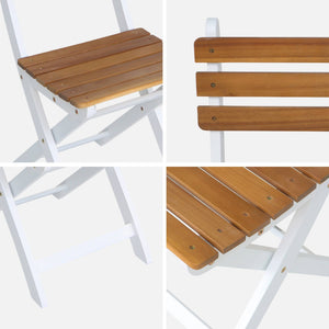 Set di 2 sedie da giardino pieghevole in acacia, bianco