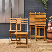 Set di 4 sedie da giardino pieghevole in acacia, marrone naturale