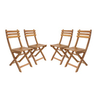 Set di 4 sedie da giardino pieghevole in acacia, marrone naturale
