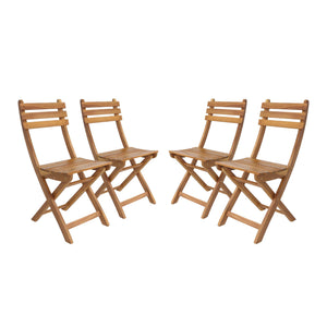 Set di 4 sedie da giardino pieghevole in acacia, marrone naturale