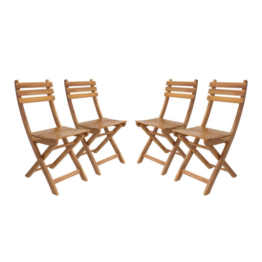 Set di 4 sedie da giardino pieghevole in acacia, marrone naturale