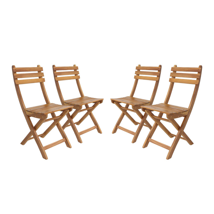 Set di 4 sedie da giardino pieghevole in acacia, marrone naturale