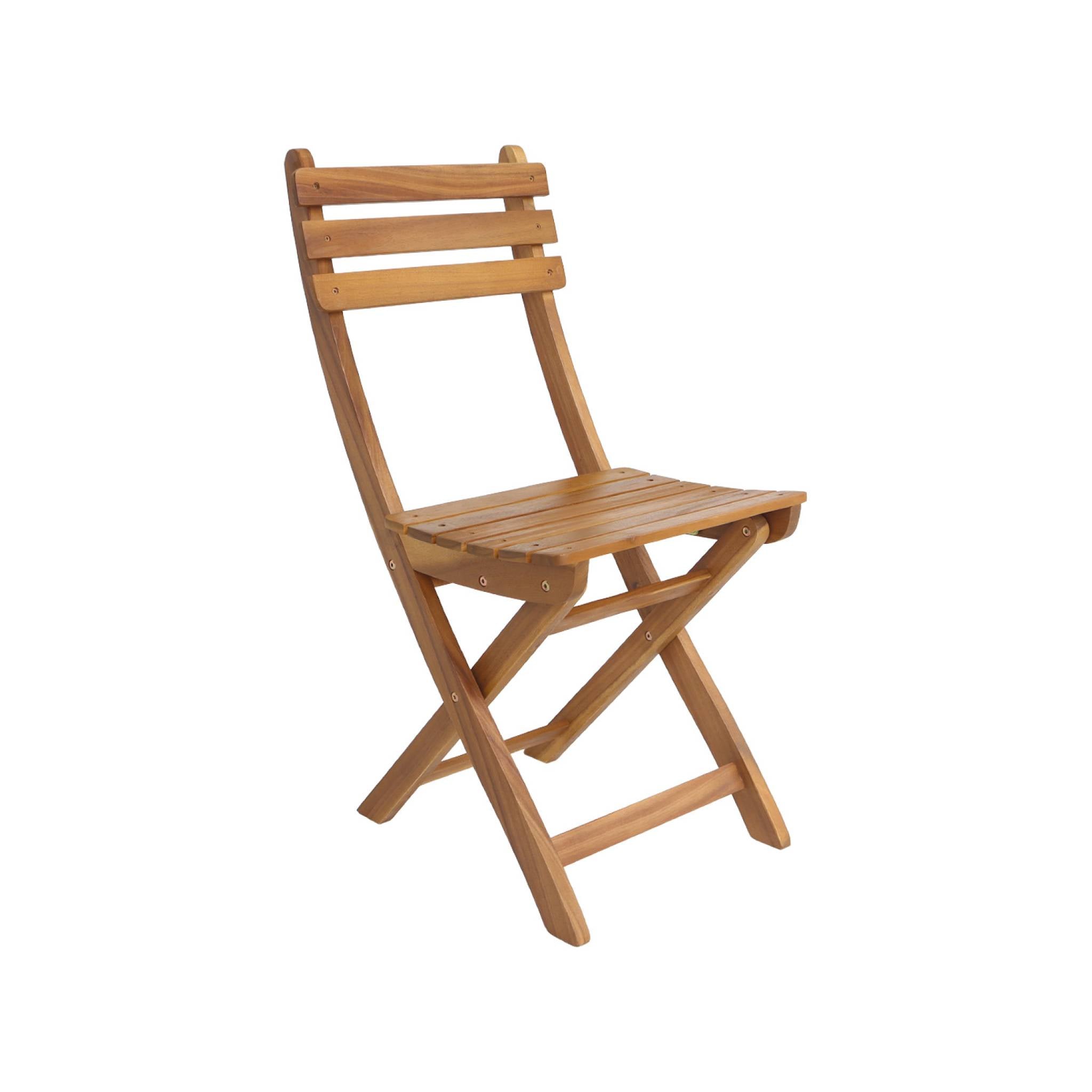 Set di 4 sedie da giardino pieghevole in acacia, marrone naturale